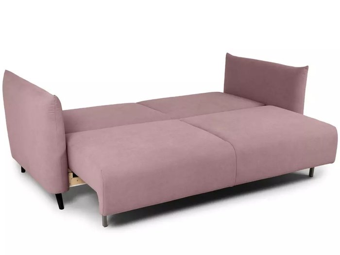 Диван-кровать Menfi розового цвета с черными ножками - лучшие Прямые диваны в INMYROOM