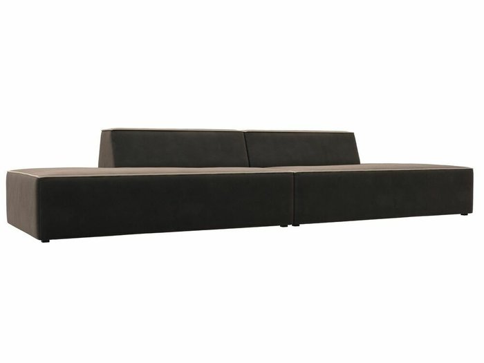 Прямой модульный диван Монс Лофт коричневого цвета с бежевым кантом