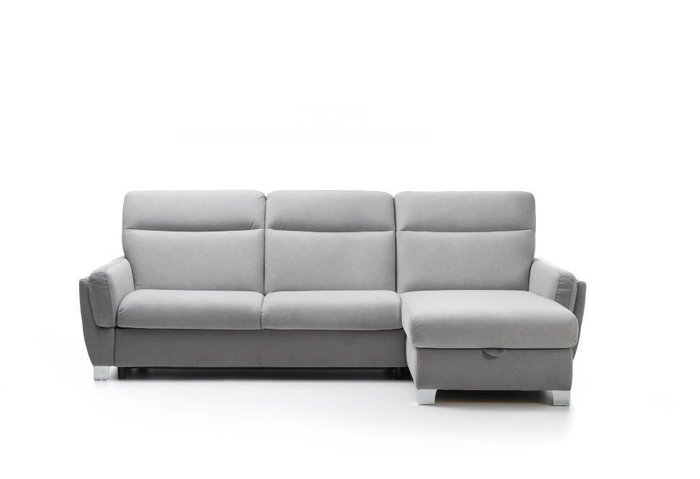 Угловой диван с кушеткой Stelo серого цвета