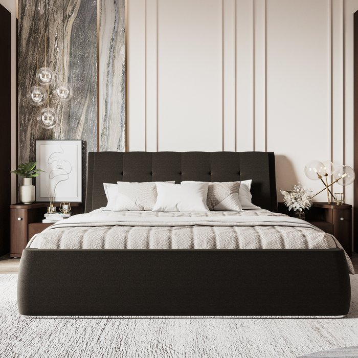 Кровать Гесиона 180х200 черного цвета с подъемным механизмом 