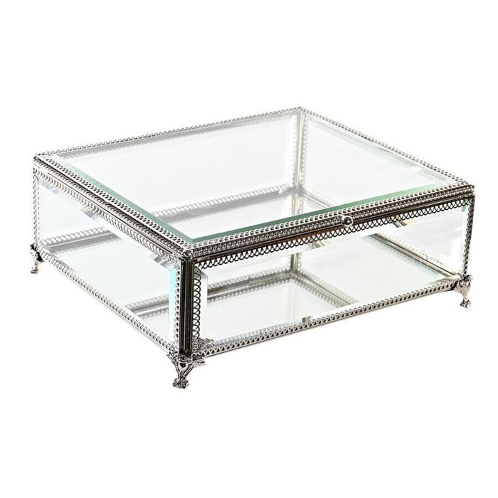 Шкатулки Шкатулка DKD Home Decor Прозрачный Серебристый Металл Стеклянный 25 x 21 x 10 cm