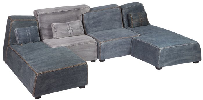 П-образный диван из джинсовой ткани 