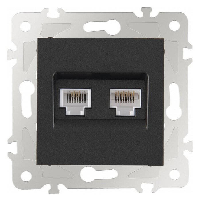 Розетка двойная RJ-11 и Ethernet RJ-45, без рамки 203.44-1.black - купить Розетки по цене 565.0