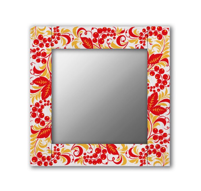 Настенное зеркало Рябина 50х65 красного цвета - купить Настенные зеркала по цене 13190.0