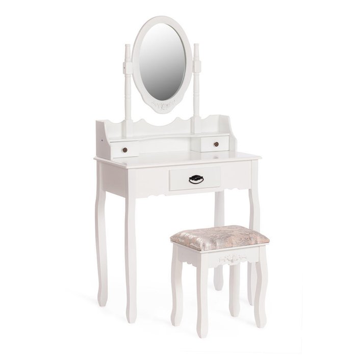 Туалетный столик с зеркалом и табуретом Gaude белого цвета