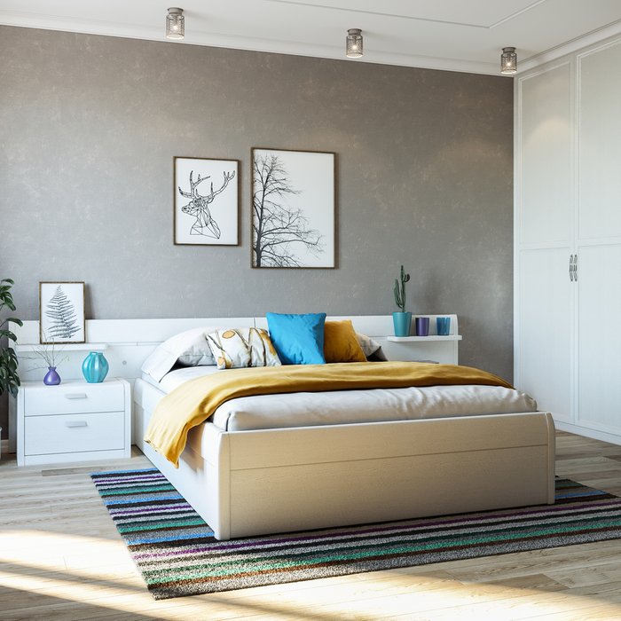 Кровать Илона 180х200 белого цвета с подъемным механизмом  - купить Кровати для спальни по цене 111463.0