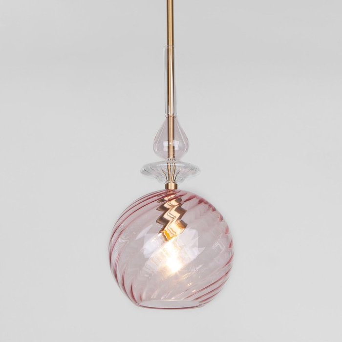 Подвесной светильник со стеклянным плафоном 50192/1 розовый - купить Подвесные светильники по цене 9470.0