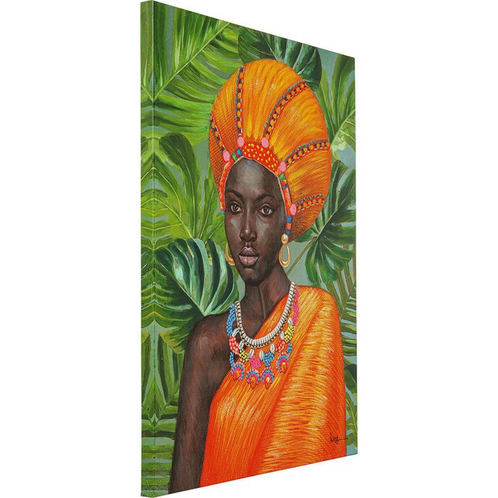 Картина African Lady оранжевого цвета - купить Принты по цене 24830.0