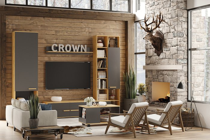 Гарнитур для гостиной Crown 1 серо-бежевого цвета - купить Гостиные гарнитуры по цене 30874.0 Гарнитур для гостиной Crown 1 серо-бежевого цвета - купить Гостиные гарнитуры по цене 30874.0