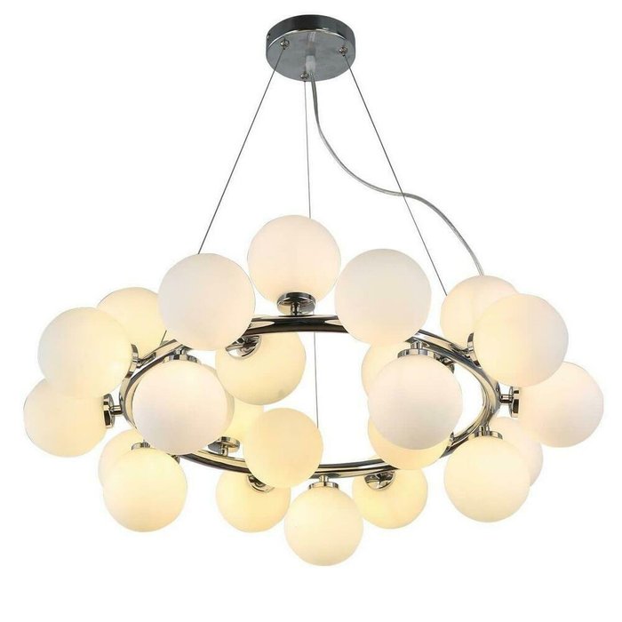 Большая люстра Marsiada LDP 6033-25 CHR (стекло, цвет белый) - купить Подвесные люстры по цене 27429.0 Большая люстра Marsiada LDP 6033-25 CHR (стекло, цвет белый) - купить Подвесные люстры по цене 27429.0
