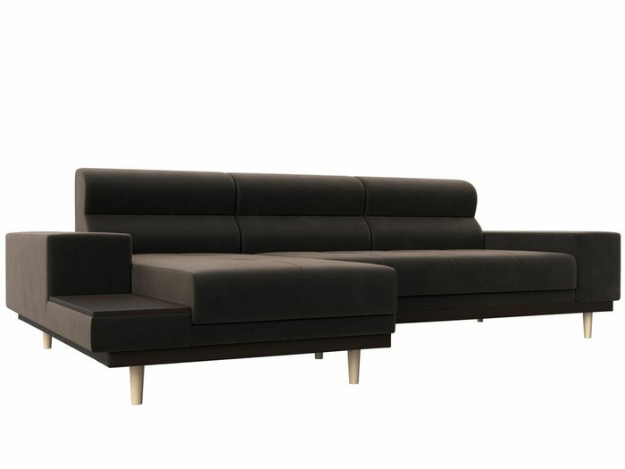 Угловой диван-кровать Леонардо коричневого цвета левый угол