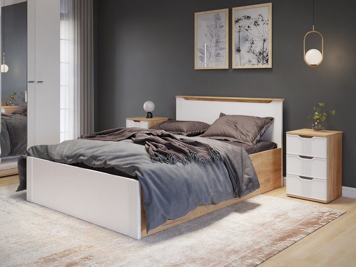 Кровать с подъемным механизмом Эмилия 140х200 белого цвета - лучшие Кровати для спальни в INMYROOM