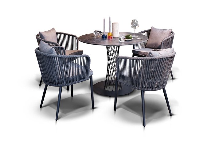 Обеденный стол круглый Диего цвета Серый Гранит - купить Садовые столы по цене 71200.0