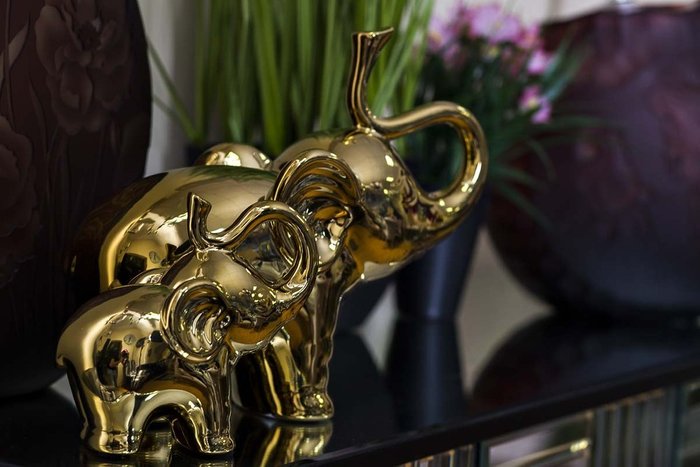 Статуэтка Слон золотого цвета - купить Фигуры и статуэтки по цене 700.0