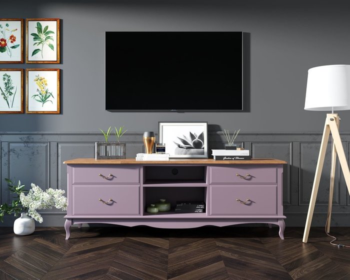 Комод Leontina Lavanda под TV фиолетового цвета - купить Тумбы для ТВ по цене 109027.0