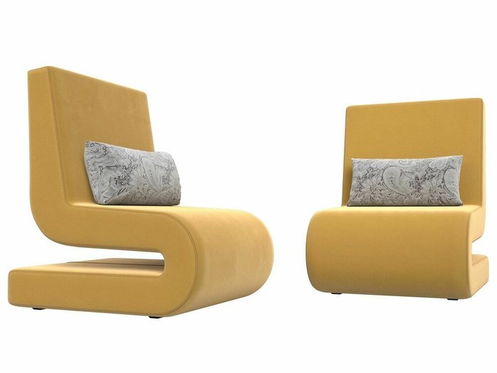 Набор из двух кресел Волна желтого цвета - купить Комплекты мягкой мебели по цене 33999.0