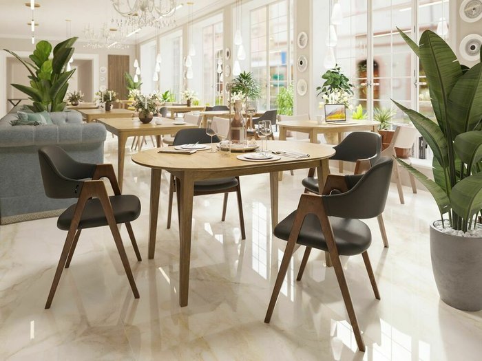 Cтол обеденный раздвижной Стокгольм коричневого цвета - лучшие Обеденные столы в INMYROOM