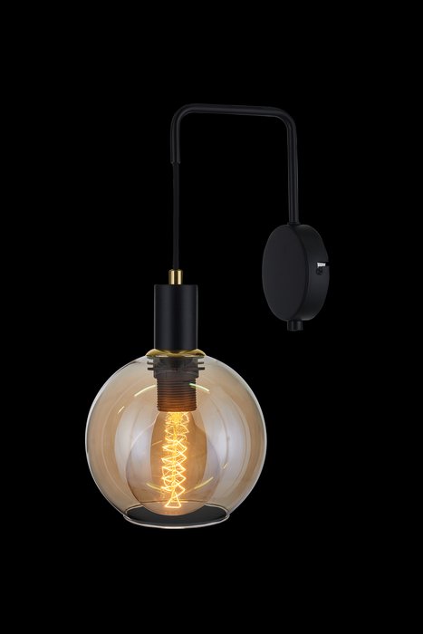 Настенный светильник Side с янтарным плафоном полушар - купить Бра и настенные светильники по цене 6350.0
