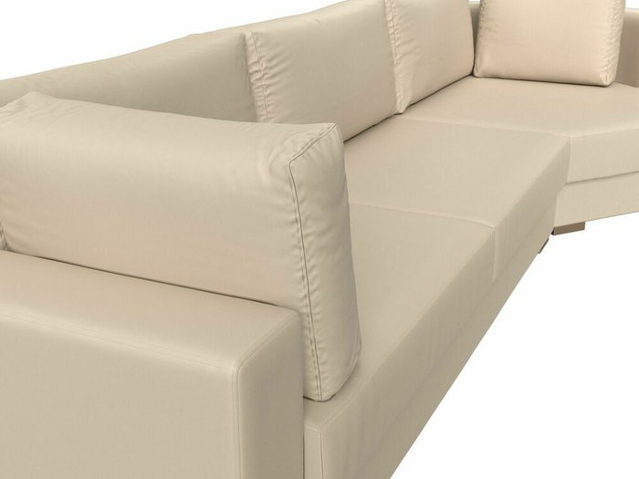 Угловой диван-кровать Лига 026 бежевого цвета (экокожа) правый угол - лучшие Угловые диваны в INMYROOM