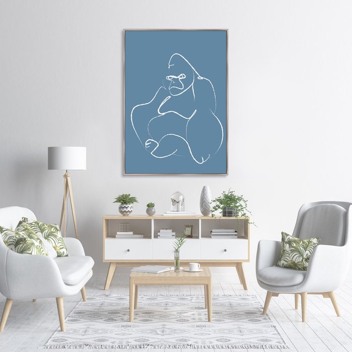 Репродукция картины на холсте Gorilla on blue - лучшие Картины в INMYROOM