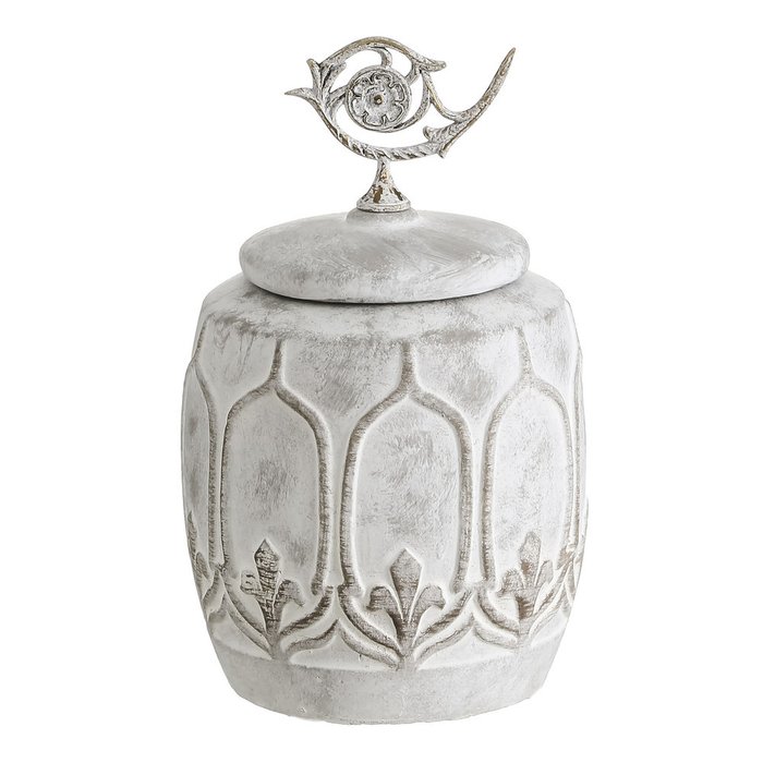 Керамическая ваза с крышкой белого цвета 