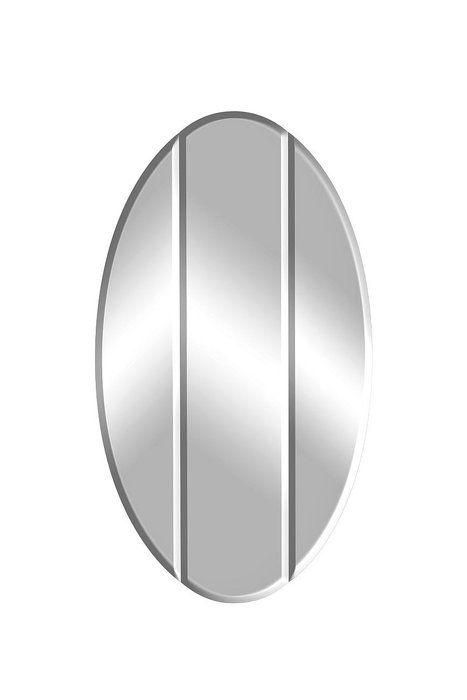 Овальное настенное зеркало с двумя вертикальными фасками 