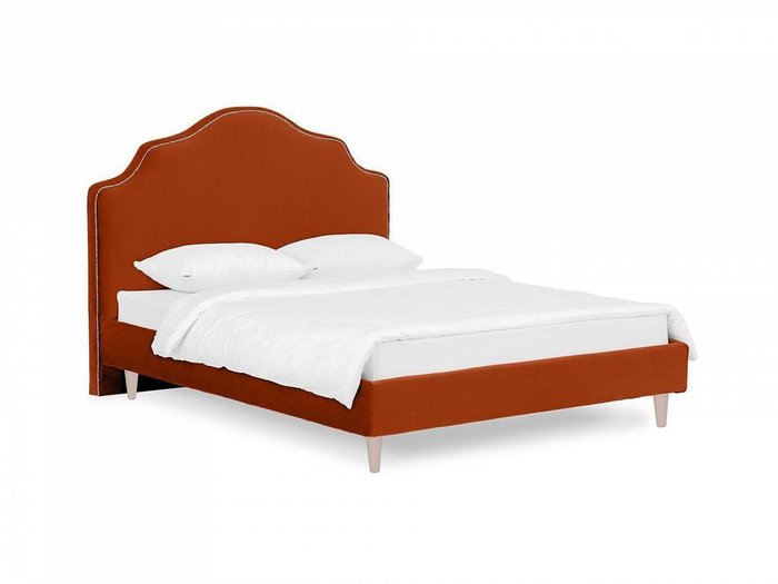 Кровать Queen II Victoria L 160х200 оранжевого цвета с бежевыми ножками