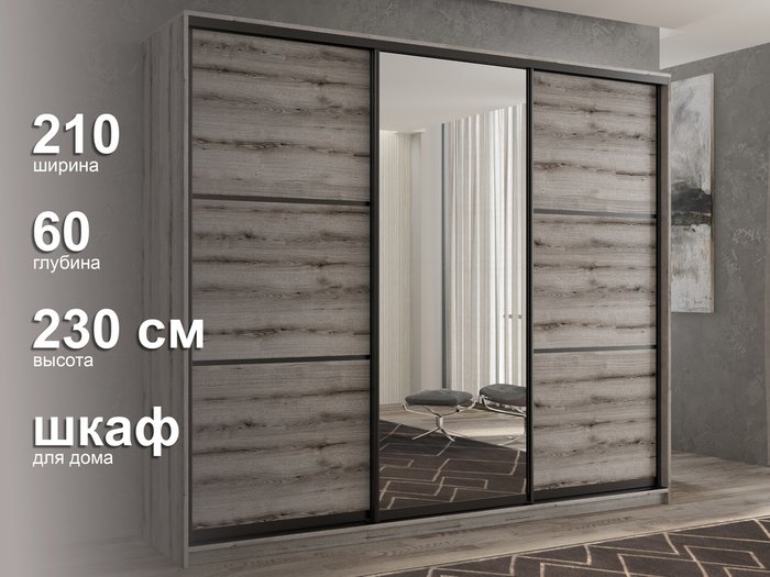 Шкаф-купе Кааппи-2 210 цвета Эвок окаменелый - лучшие Шкафы-купе в INMYROOM