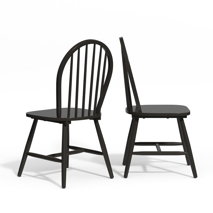 Комплект из двух стульев с решетчатой спинкой Windsor черного цвета - купить Обеденные стулья по цене 20037.0