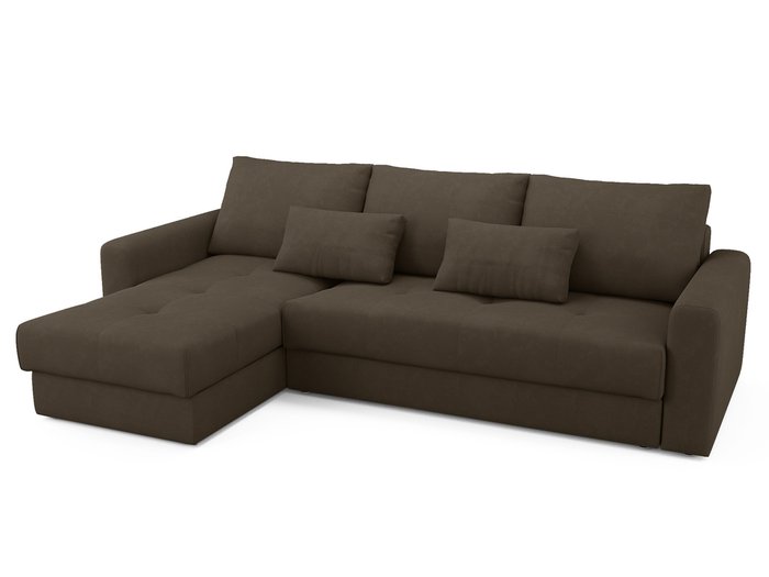 Угловой диван-кровать левый Ruiz темно-коричневого цвета - купить Угловые диваны по цене 90800.0