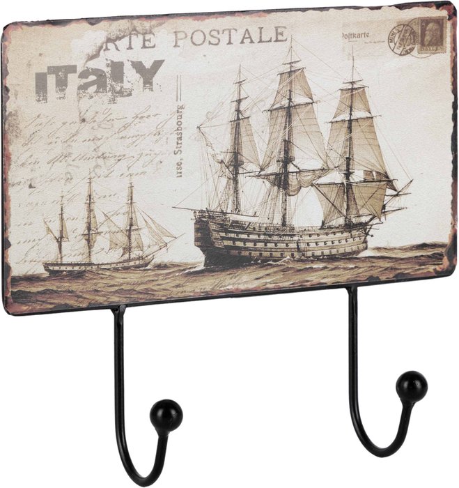 Вешалка настенная с двумя крючками Корабль бежевого цвета - купить Настенные вешалки по цене 1110.0