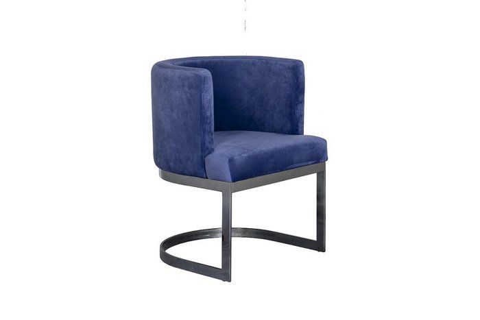 Стул темно-синего цвета на металлическом каркасе  - купить Обеденные стулья по цене 23880.0