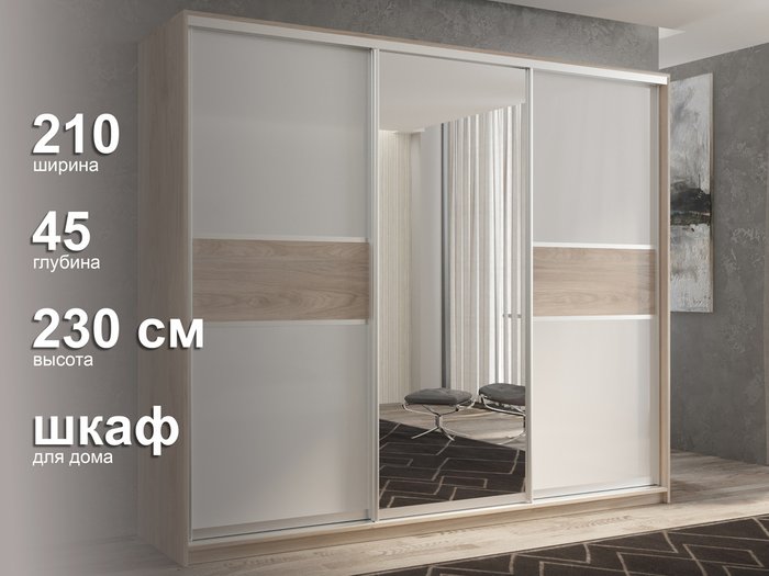 Шкаф-купе Кааппи-10 210 М цвета Кастелло серый  - лучшие Шкафы-купе в INMYROOM