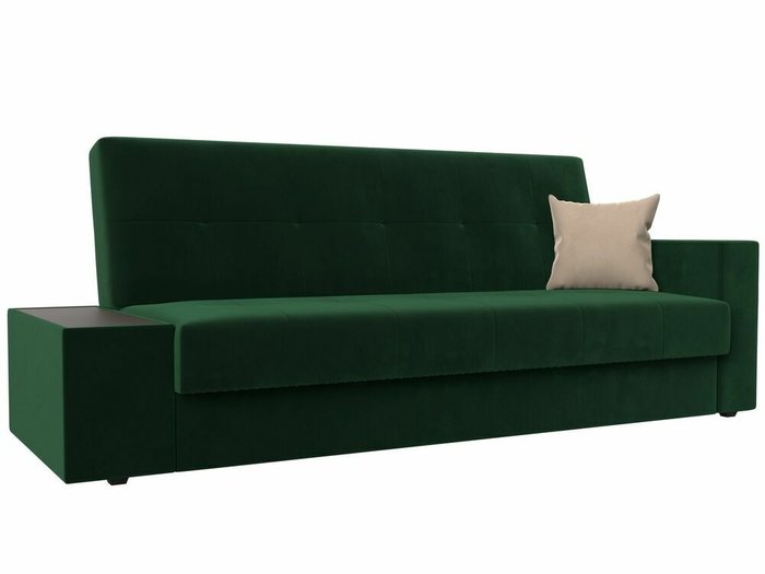 Диван-кровать Лига 020 темно-зеленого цвета со столом слева