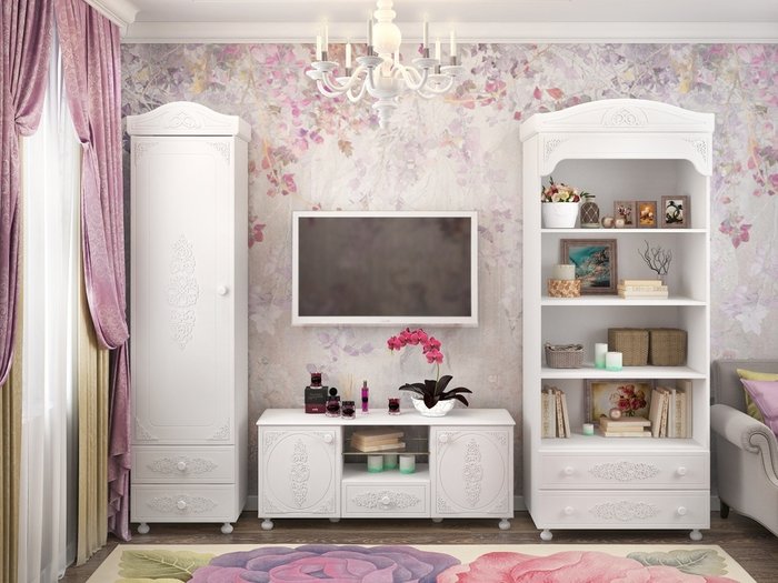 Тумба под телевизор Ассоль АС-13 цвет белое дерево - лучшие Тумбы для ТВ в INMYROOM Тумба под телевизор Ассоль АС-13 цвет белое дерево - лучшие Тумбы для ТВ в INMYROOM