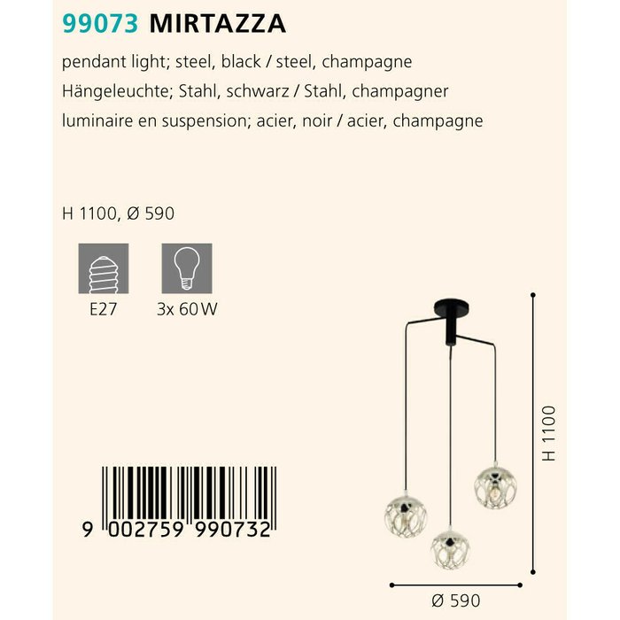 Подвесная люстра Eglo Mirtazza 99073 - купить Подвесные люстры по цене 14290.0