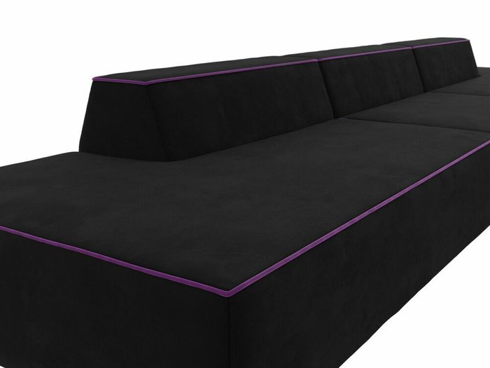 Прямой модульный диван Монс Лонг черного цвета с фиолетовым кантом - лучшие Прямые диваны в INMYROOM