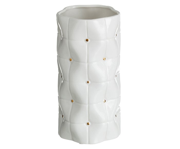 Керамическая ваза белого цвета с золотыми вкраплениями
