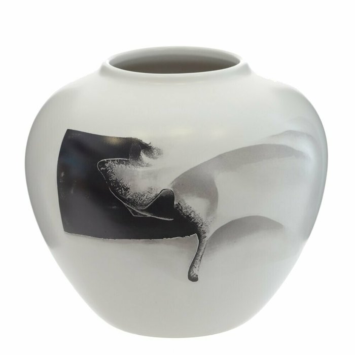 Керамическая ваза М бело-черного цвета