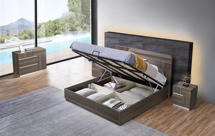 Кровать с подъемным механизмом Roberta 180х200 коричневого цвета - купить Кровати для спальни по цене 105559.0