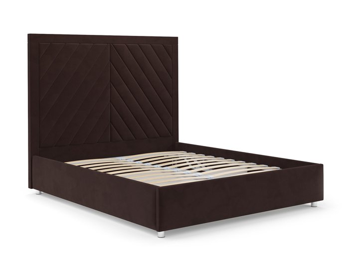 Кровать Мишель 140х190 темно-коричневого цвета с подъемным механизмом (велюр)  - лучшие Кровати для спальни в INMYROOM