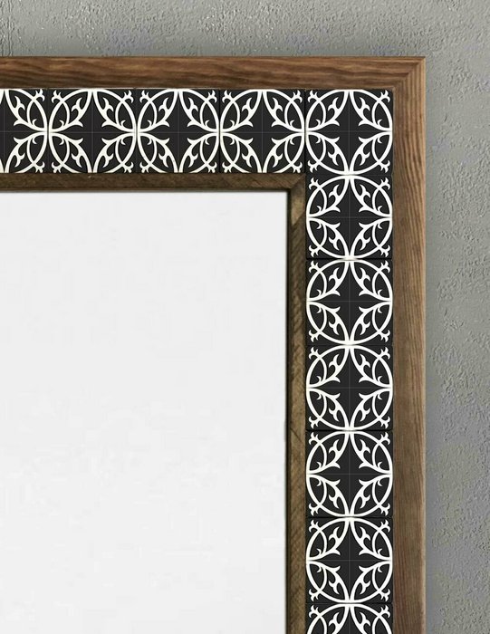 Настенное зеркало 53x73 с каменной мозаикой бело-черного цвета - купить Настенные зеркала по цене 27866.0