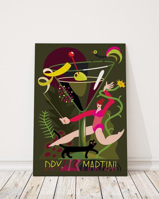 Принт Dry martini 70х90 зеленого цвета Принт Dry martini 70х90 зеленого цвета