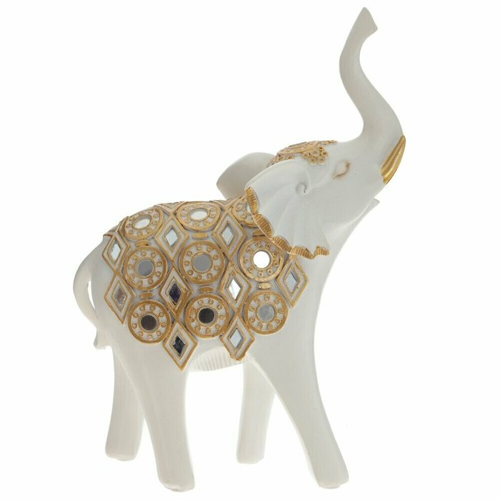 Фигурка декоративная Слон бело-золотого цвета - лучшие Фигуры и статуэтки в INMYROOM