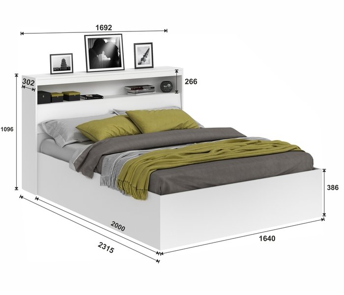 Кровать Виктория 160х200 белого цвета с блоком - лучшие Кровати для спальни в INMYROOM