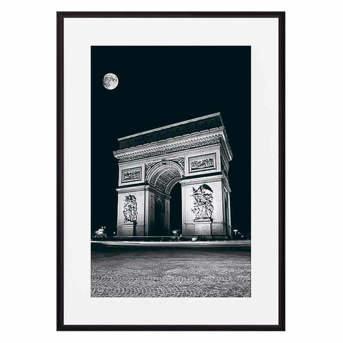 Постер в рамке Триумфальная арка ночью 21х30 см