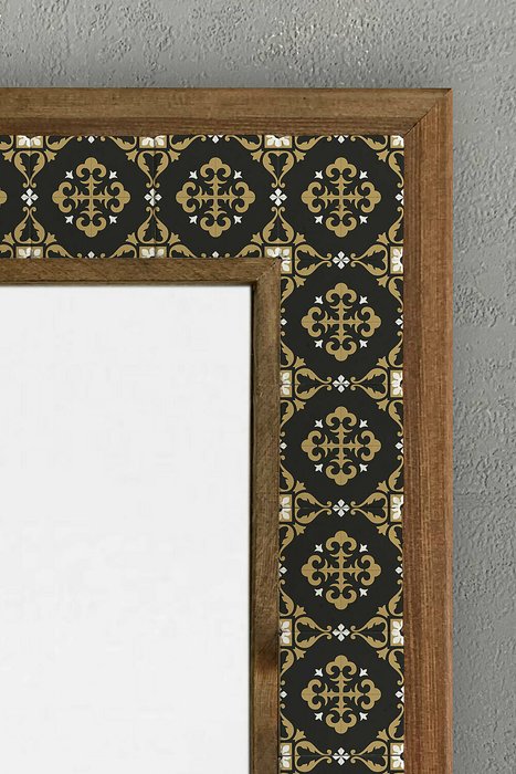 Настенное зеркало с каменной мозаикой 43x63 в раме черно-коричневого цвета - купить Настенные зеркала по цене 22495.0
