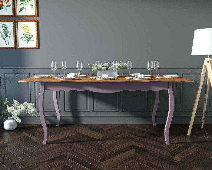 Раздвижной обеденный стол Leontina коричнево-лавандового цвета - лучшие Обеденные столы в INMYROOM