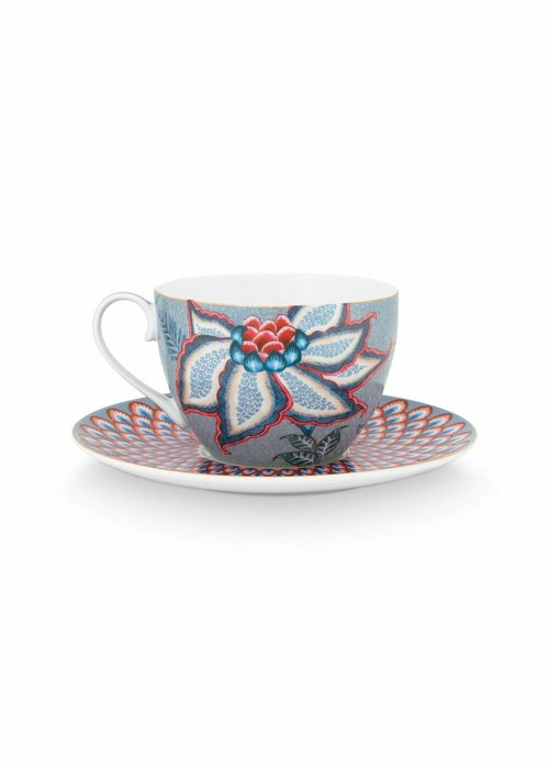 Набор из 2-х чашек с блюдцами Flower Festival Light Blue, 280 мл - лучшие Для чая и кофе в INMYROOM