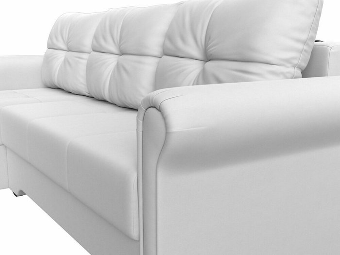 Угловой диван-кровать Леон белого цвета (экокожа) левый угол - лучшие Угловые диваны в INMYROOM
